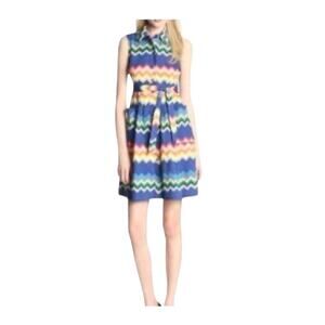 Plenty by Tracy Reese Chevron Zigzag Print Amy Sleeveless A-Line Shirt Dress 2
